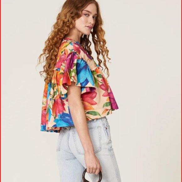 Farm Rio Mary's Garden Boxy Cropped Top - READ DESCRIPTION - Picture 2 of 10